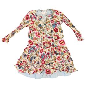 Girls Pastourelle by Pippa & Julie Floral Ruffle Long Sleeve Dress 5 School Boho